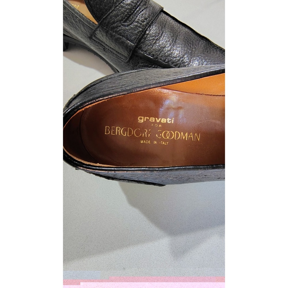 $895 Gravati Peccary Penny Loafers Shoes 10.5 Black Bergdorf Goodman  Italy - Picture 4 of 13
